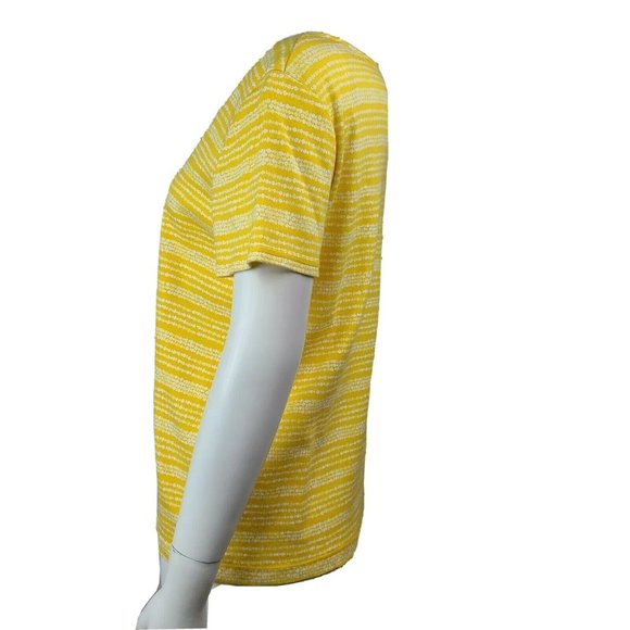 Croft & Barrow Top Womens Size M Medium Yellow White Short Sleeve Classic Tee - Picture 2 of 7